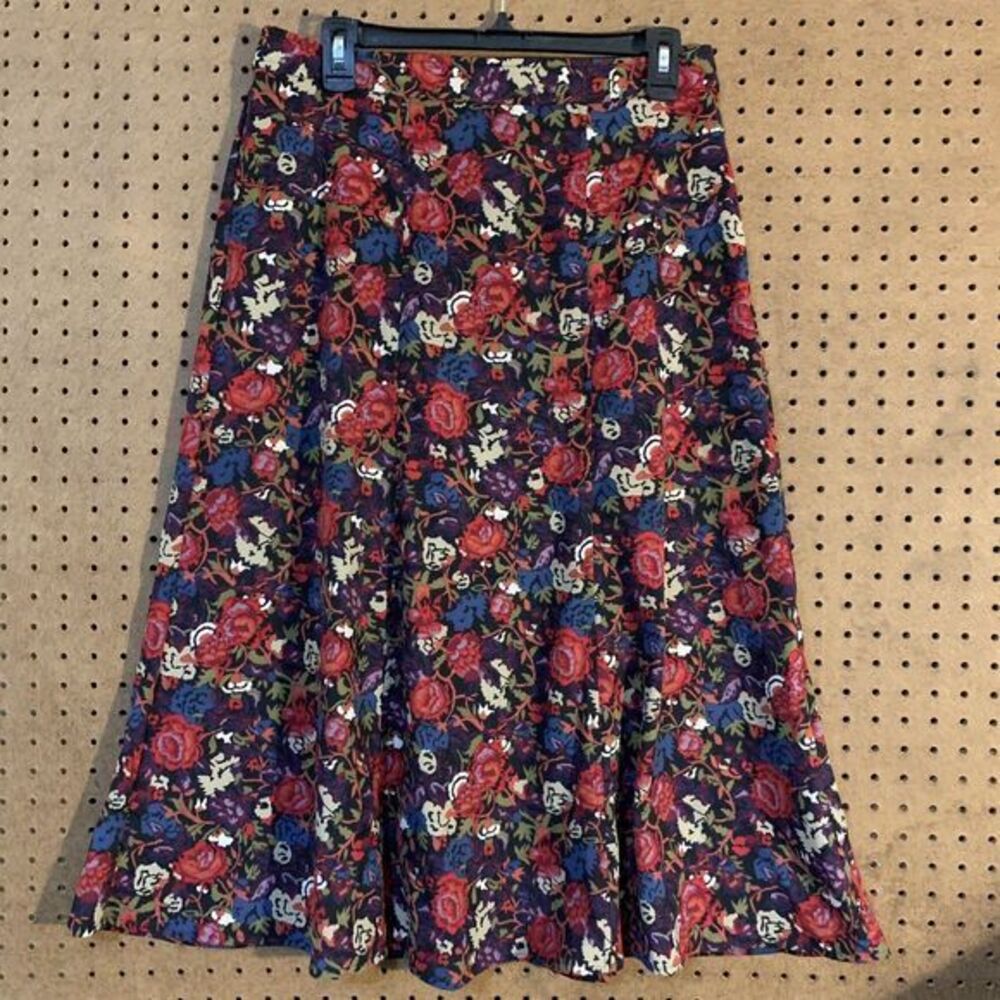 VTG Maxi Skirt Christopher & Banks Rose Floral Cottage Western Colorful Sz 8